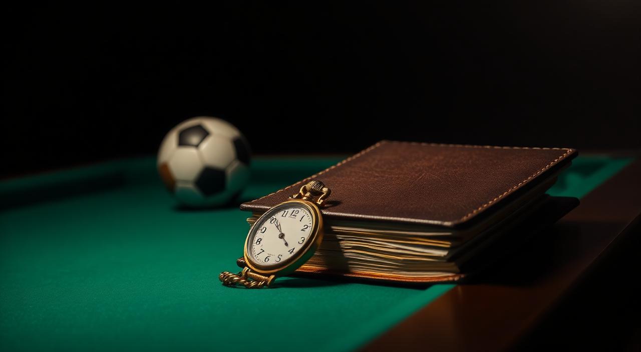 Mr Casino sport: pocket watch en bookmaker's ledger op groene tafel
